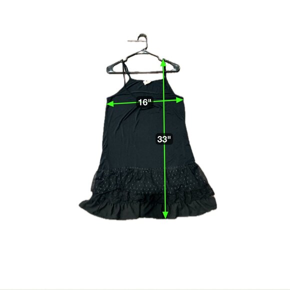 Winter Lennon Womens Black Ruffle Hem Sleeveless Slip Dress Size L Chic Flirty - Picture 6 of 10